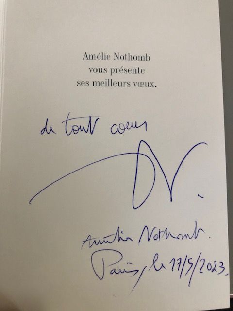 Autographe de Madame Amélie Nothomb