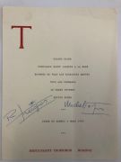 Menu dédicacé par les deux frères Troigros (Jean et Pierre) daté du samedi 2 mars 1985. : photo