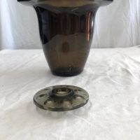 Vase DAUM Nancy art déco en verre fumé avec pique fleurs