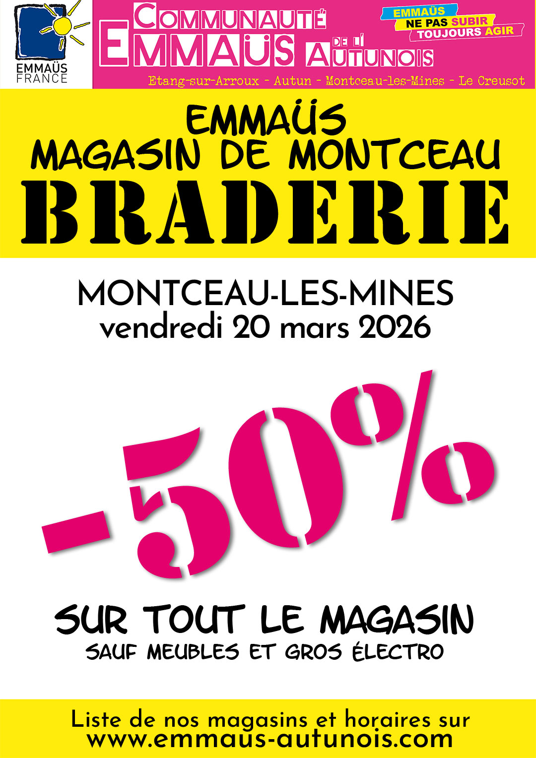 Braderie vendredi 20 mar 2026 à Montceau