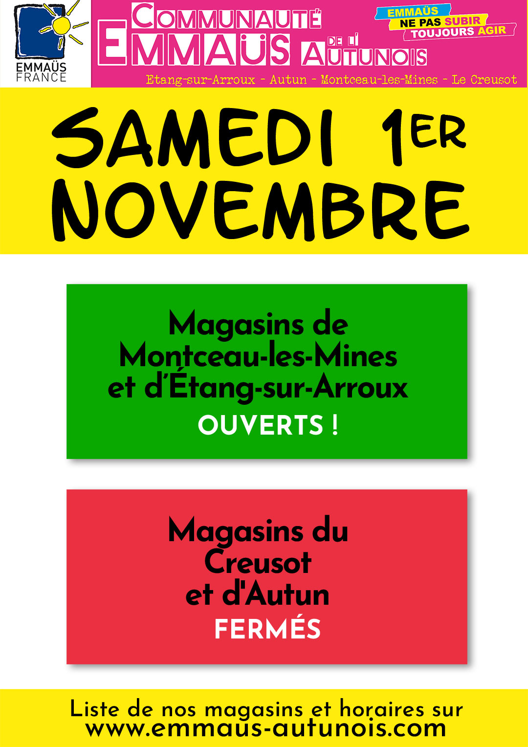 Ouvertures Toussaint